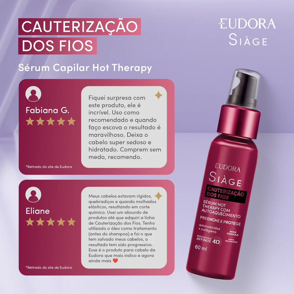 Sérum Capilar Siàge Hot Therapy Cauterização Dos Fios 60Ml